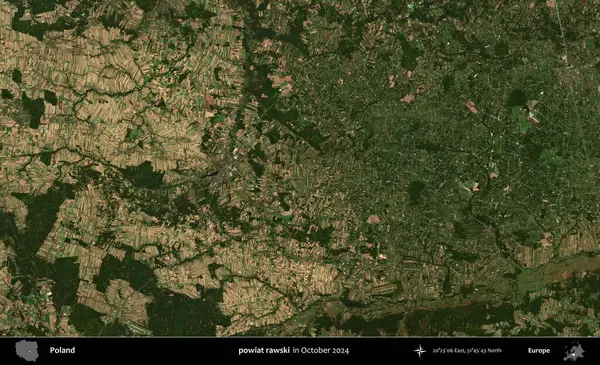 powiat rawski. Polonya 'nın idari bölgesi, Kopernik Sentinel' in Ekim 2024 'te çekilmiş uydu görüntüsü üzerine kurulmuştur.