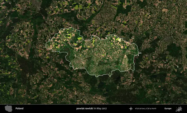 powiat rawicki. Polonya 'nın idari alanı, Mayıs 2017' de çekilen Kopernik Nöbetçi karolarından oluşan koyu renkli bir uydu görüntüsü üzerinde vurgulandı ve özetlendi.