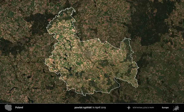 powiat rypinski. Polonya 'nın idari alanı, Nisan 2019' da çekilen Kopernik Nöbetçi karolarından oluşan koyu renkli bir uydu görüntüsü üzerine vurgulandı ve özetlendi.