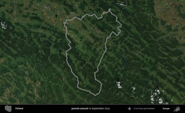 powiat sanocki. Eylül 2023 'te çekilen Copernicus Sentinel karolarından oluşan bir uydu görüntüsü üzerine Polonya' nın idari bölgesinin ana hatlarını belirledik.