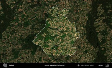 powiat sepolenski. Polonya 'nın idari alanı, Mayıs 2017' de çekilen Kopernik Nöbetçi karolarından oluşan koyu renkli bir uydu görüntüsü üzerinde vurgulandı ve özetlendi.