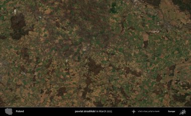 powiat strzelinski. Copernicus Sentinel 'in Mart 2025' te çekilmiş uydu görüntüsü üzerine Polonya 'nın idari bölgesi