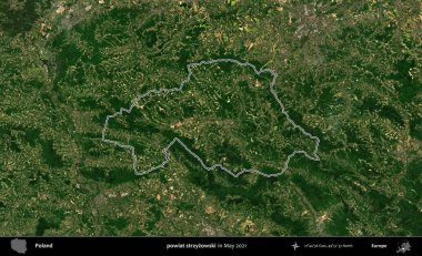 powiat strzyzowski. Mayıs 2021 'de çekilen Kopernik Nöbetçi karolarından oluşan bir uydu görüntüsü üzerine Polonya' nın idari bölgesinin ana hatlarını belirledik.