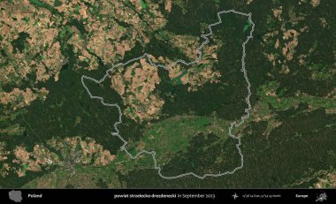 powiat strzelecko-drezdenecki. Eylül 2023 'te çekilen Copernicus Sentinel karolarından oluşan bir uydu görüntüsü üzerine Polonya' nın idari bölgesinin ana hatlarını belirledik.