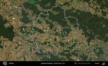 powiat strzelecki. Eylül 2024 'te çekilen Kopernik Nöbetçi karolarından oluşan bir uydu görüntüsünde Polonya' nın idari bölgesinin ana hatları belirlendi
