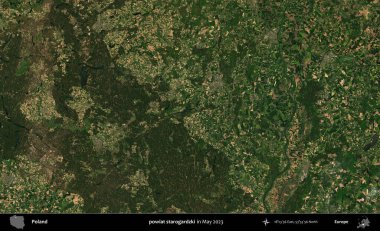 powiat starogardzki. Copernicus Sentinel 'in Mayıs 2023' te çekilmiş uydu görüntüsü üzerine Polonya 'nın idari bölgesi.
