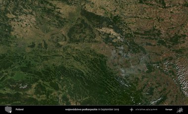wojewodz2 podkarpackie. Eylül 2019 'da çekilen Kopernik Sentinel karolarından oluşan uydu görüntüsü üzerine Polonya' nın idari bölgesi