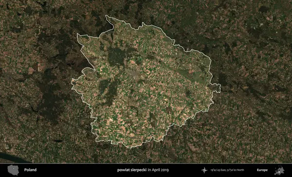 powiat sierpecki. Polonya 'nın idari alanı, Nisan 2019' da çekilen Kopernik Nöbetçi karolarından oluşan koyu renkli bir uydu görüntüsü üzerine vurgulandı ve özetlendi.