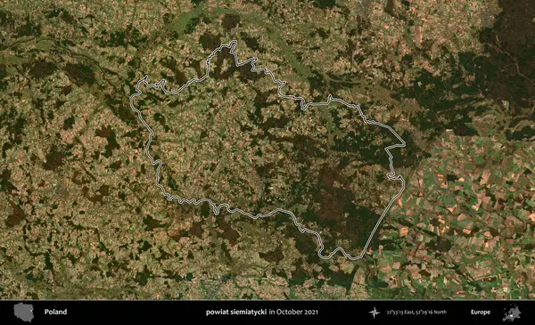 powiat siemiatycki. Polonya 'nın idari bölgesini, Ekim 2021' de çekilen Kopernik Nöbetçi karolarından oluşan bir uydu görüntüsüne göre özetledik.