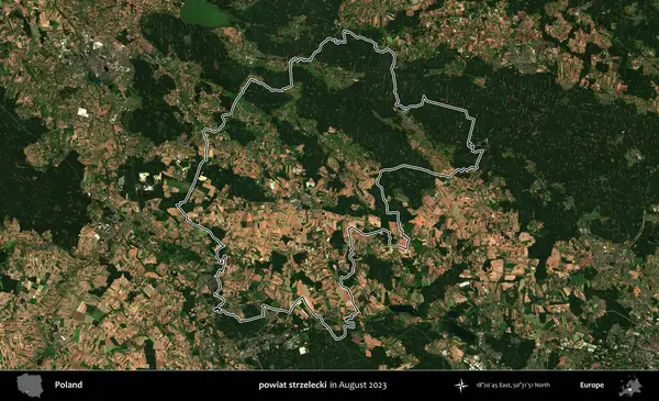 powiat strzelecki. Polonya 'nın idari bölgesini Ağustos 2023' te çekilen Kopernik Nöbetçi karolarından oluşan bir uydu görüntüsü ile özetledik.