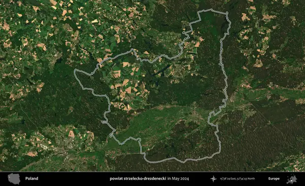 powiat strzelecko-drezdenecki. Mayıs 2024 'te çekilen Kopernik Nöbetçi karolarından oluşan bir uydu görüntüsünde Polonya' nın idari bölgesinin ana hatları belirlendi