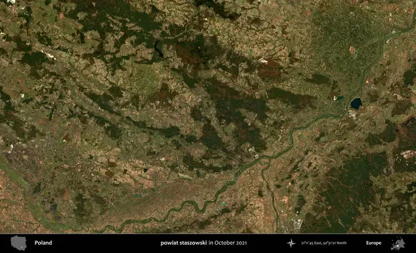powiat staszowski. Polonya 'nın idari bölgesi, Ekim 2021' de çekilen Kopernik Sentinel karolarından oluşan bir uydu görüntüsü üzerine kurulmuştur.