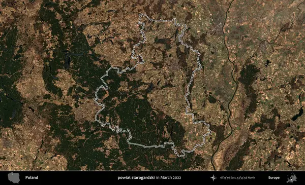 powiat starogardzki. Polonya 'nın idari bölgesini Mart 2022' de çekilen Kopernik Sentinel karolarından oluşan bir uydu görüntüsü ile özetledik.