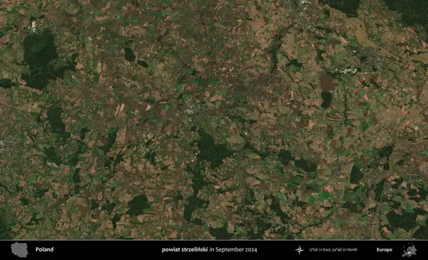 powiat strzelinski. Eylül 2024 'te çekilen Kopernik Sentinel karolarından oluşan uydu görüntüsü üzerine Polonya' nın idari bölgesi