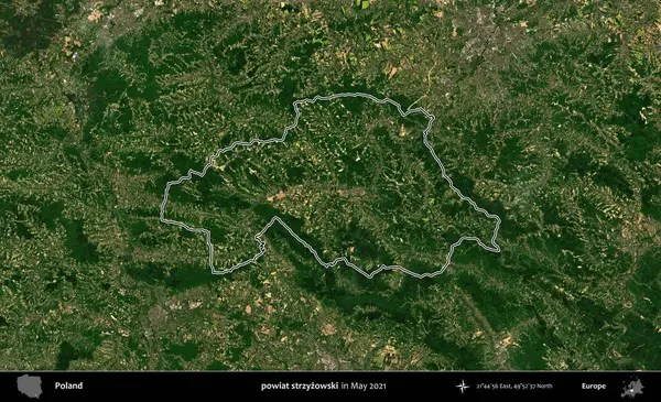 powiat strzyzowski. Mayıs 2021 'de çekilen Kopernik Nöbetçi karolarından oluşan bir uydu görüntüsü üzerine Polonya' nın idari bölgesinin ana hatlarını belirledik.