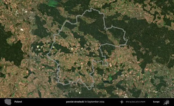 powiat strzelecki. Eylül 2024 'te çekilen Kopernik Nöbetçi karolarından oluşan bir uydu görüntüsünde Polonya' nın idari bölgesinin ana hatları belirlendi