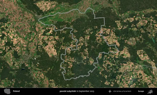 powiat sulecinski. Eylül 2023 'te çekilen Copernicus Sentinel karolarından oluşan bir uydu görüntüsü üzerine Polonya' nın idari bölgesinin ana hatlarını belirledik.