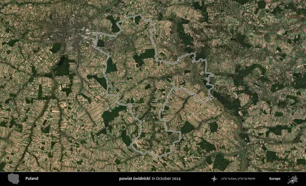 powiat swidnicki. Polonya 'nın idari bölgesini, Ekim 2024' te çekilen Kopernik Nöbetçi karolarından oluşan bir uydu görüntüsüne göre özetledik.