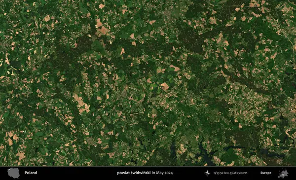 powiat swidwinski. Mayıs 2024 'te Copernicus Sentinel karolarından oluşan uydu görüntüsü üzerine Polonya' nın idari bölgesi