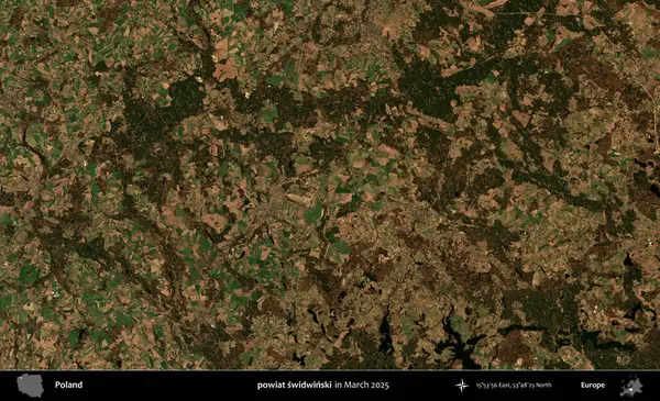 powiat swidwinski. Copernicus Sentinel 'in Mart 2025' te çekilmiş uydu görüntüsü üzerine Polonya 'nın idari bölgesi