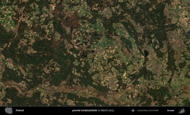 powiat swiebodzinski. Copernicus Sentinel 'in Mart 2025' te çekilmiş uydu görüntüsü üzerine Polonya 'nın idari bölgesi