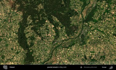 powiat swiecki. Mayıs 2016 'da Copernicus Sentinel karolarından oluşan uydu görüntüsü üzerine Polonya idari bölgesi