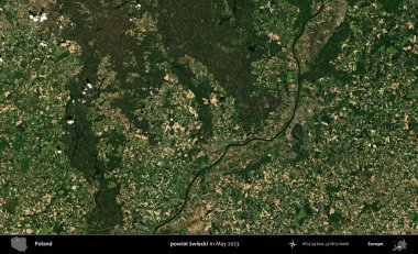 powiat swiecki. Copernicus Sentinel 'in Mayıs 2023' te çekilmiş uydu görüntüsü üzerine Polonya 'nın idari bölgesi.