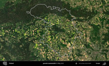 powiat szamotulski. Mayıs 2017 'de çekilen Kopernik Nöbetçi karolarından oluşan bir uydu görüntüsü üzerine Polonya' nın idari bölgesinin ana hatlarını belirledik.