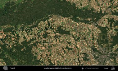 powiat szamotulski. Eylül 2024 'te çekilen Kopernik Sentinel karolarından oluşan uydu görüntüsü üzerine Polonya' nın idari bölgesi