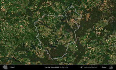 powiat szczecinecki. Mayıs 2024 'te çekilen Kopernik Nöbetçi karolarından oluşan bir uydu görüntüsünde Polonya' nın idari bölgesinin ana hatları belirlendi