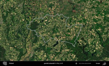 powiat sztumski. Mayıs 2018 'de çekilen Kopernik Nöbetçi karolarından oluşan bir uydu görüntüsü üzerine Polonya' nın idari bölgesinin ana hatlarını belirledik.