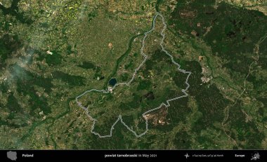 powiat tarnobrzeski. Mayıs 2021 'de çekilen Kopernik Nöbetçi karolarından oluşan bir uydu görüntüsü üzerine Polonya' nın idari bölgesinin ana hatlarını belirledik.