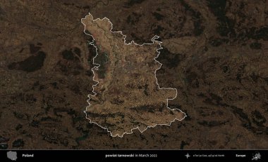 powiat tarnowski. Polonya 'nın idari alanı, Mart 2022' de çekilen Kopernik Nöbetçi karolarından oluşan koyu renkli bir uydu görüntüsü üzerine vurgulandı ve özetlendi.