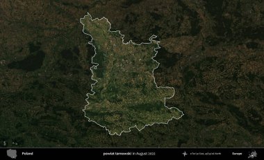 powiat tarnowski. Polonya 'nın idari alanı, Ağustos 2022' de çekilen Kopernik Nöbetçi karolarından oluşan koyu renkli bir uydu görüntüsü üzerine vurgulandı ve özetlendi.