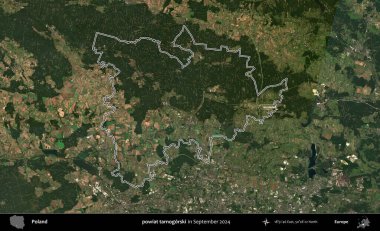 powiat tarnogorski. Eylül 2024 'te çekilen Kopernik Nöbetçi karolarından oluşan bir uydu görüntüsünde Polonya' nın idari bölgesinin ana hatları belirlendi