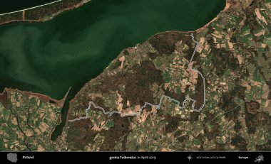 gmina Tolkmicko. Polonya 'nın idari bölgesini Nisan 2019' da çekilen Kopernik Nöbetçi karolarından oluşan bir uydu görüntüsüne göre özetledik.