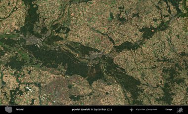 Powiat Torski. Eylül 2024 'te çekilen Kopernik Sentinel karolarından oluşan uydu görüntüsü üzerine Polonya' nın idari bölgesi