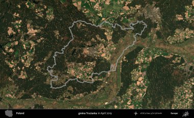 gmina Trzcianka. Polonya 'nın idari bölgesini Nisan 2019' da çekilen Kopernik Nöbetçi karolarından oluşan bir uydu görüntüsüne göre özetledik.