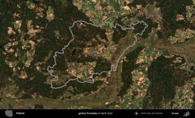 gmina Trzcianka. Polonya 'nın idari bölgesini Nisan 2020' de çekilen Kopernik Nöbetçi karolarından oluşan bir uydu görüntüsüne göre özetledik.