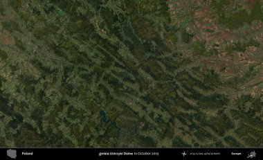 gmina Ustrzyki Dolne. Polonya 'nın idari bölgesi Kopernik Sentinel' in Ekim 2019 'da çekilmiş uydu görüntüsü üzerine kurulmuştur.