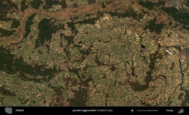 powiat wagrowiecki. Copernicus Sentinel 'in Mart 2025' te çekilmiş uydu görüntüsü üzerine Polonya 'nın idari bölgesi
