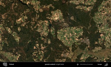powiat walecki. Nisan 2020 'de Copernicus Sentinel karolarından oluşan bir uydu görüntüsü üzerine Polonya' nın idari bölgesi