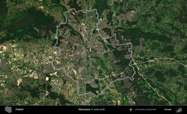 Warszawa 'da. Polonya 'nın idari bölgesini Haziran 2018' de çekilen Kopernik Nöbetçi karolarından oluşan bir uydu görüntüsüne göre özetledik.