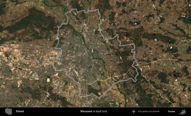 Warszawa 'da. Polonya 'nın idari bölgesini Nisan 2019' da çekilen Kopernik Nöbetçi karolarından oluşan bir uydu görüntüsüne göre özetledik.