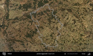 Powiat Wegroski. Polonya 'nın idari bölgesini, Nisan 2018' de çekilen Kopernik Nöbetçi karolarından oluşan bir uydu görüntüsüne göre özetledik.