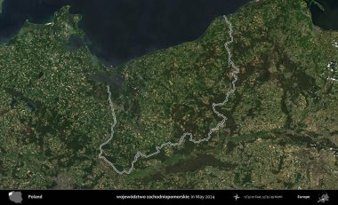 wojewodz2 zachodniopomorskie. Mayıs 2024 'te çekilen Kopernik Nöbetçi karolarından oluşan bir uydu görüntüsünde Polonya' nın idari bölgesinin ana hatları belirlendi