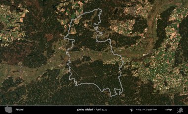 gmina Wielen. Polonya 'nın idari bölgesini Nisan 2020' de çekilen Kopernik Nöbetçi karolarından oluşan bir uydu görüntüsüne göre özetledik.