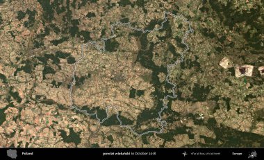 powiat wielunski. Polonya 'nın idari bölgesini, Ekim 2018' de çekilen Kopernik Nöbetçi karolarından oluşan bir uydu görüntüsüne göre özetledik.