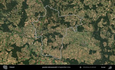 powiat wieruszowski. Eylül 2024 'te çekilen Kopernik Nöbetçi karolarından oluşan bir uydu görüntüsünde Polonya' nın idari bölgesinin ana hatları belirlendi