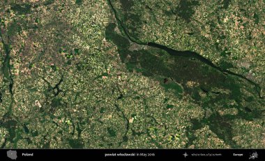 powiat wloclawski. Mayıs 2016 'da Copernicus Sentinel karolarından oluşan uydu görüntüsü üzerine Polonya idari bölgesi